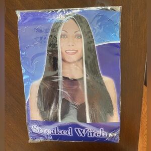 Streaked Witch Wig with Black and White Hair